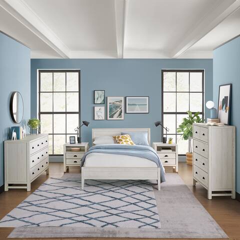 Windsor 5-Piece Bedroom Set with Panel Full Bed, 2 Nightstands, 5-Drawer Chest and 6-Drawer Dresser