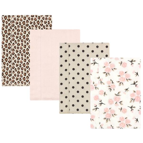 slide 1 of 1, Hudson Baby Infant Girl Cotton Flannel Burp Cloths, Neutral Pink Floral 4 Pack, One Size - Neutral Pink Floral 4 Pack - One Size One Size - Neutral Pink Floral 4 Pack