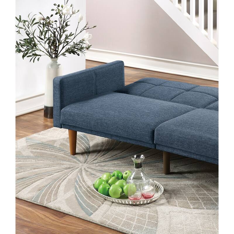 Transitional Fabric Adjustable Loveseat Couch, Convertible Sofa Bed with Tufted Cushion Back & Square Arms