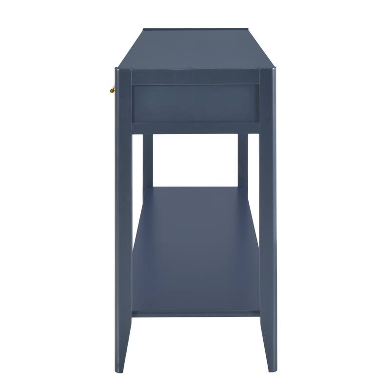 60" Modern Console Table with Vertical Stripe Drawers and Bottom Shelf