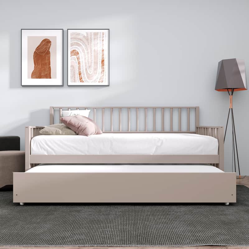 CraftPorch Classic Wooden Twin Size Daybed With Trundle
