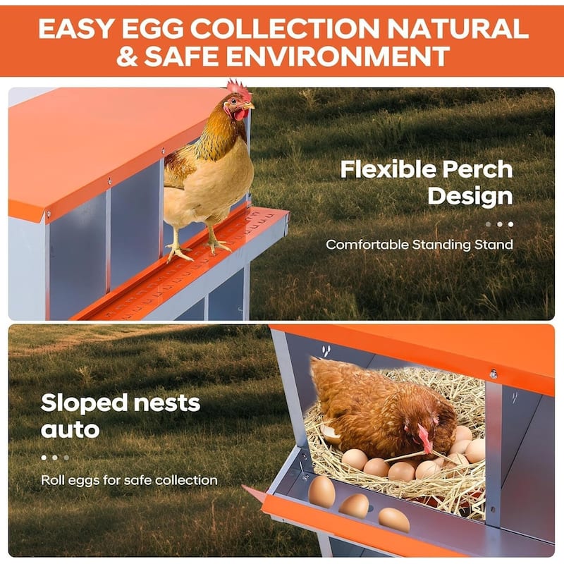 8 Compartment Nesting Box, Chicken Laying Box, with Bracket Legs, Easy to Clean and Install