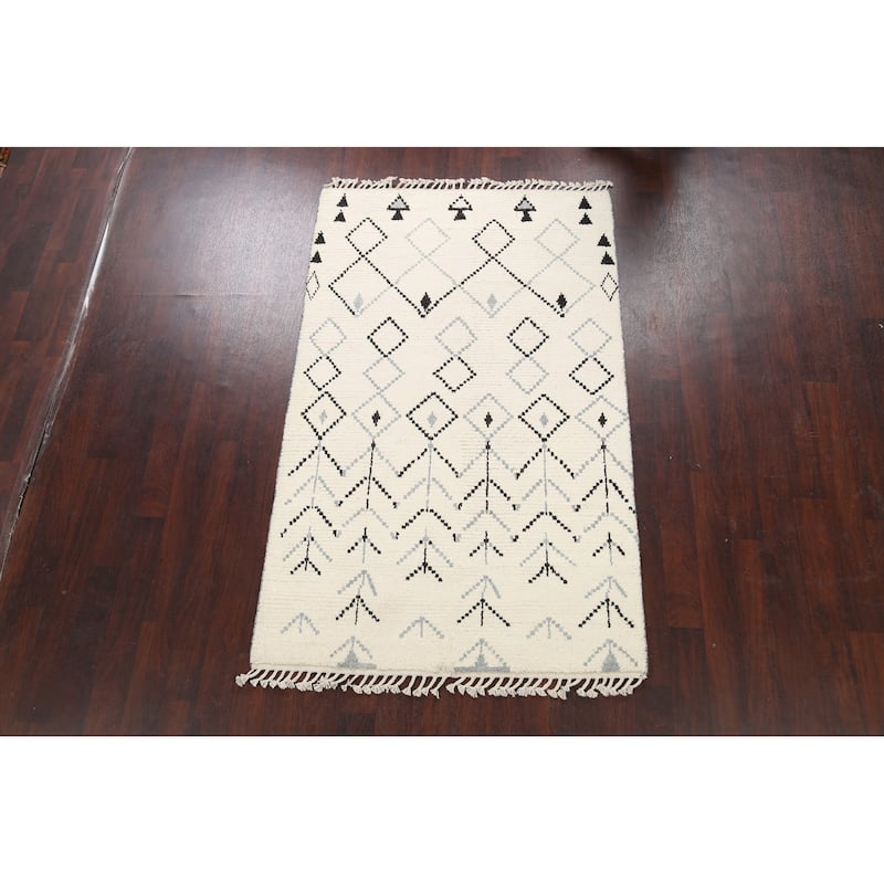 Vegetable Dye Moroccan Berber Oriental Foyer Area Rug Wool Handmade - 4'4" x 7'1"