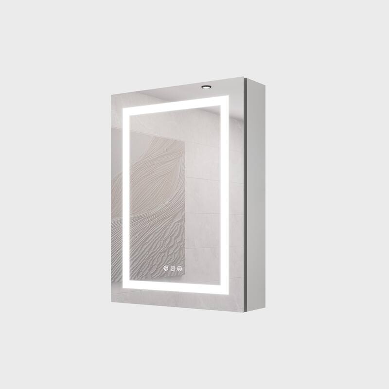 Bathroom Wall Mounted Medicine Cabinet with Mirror with LED Lights,Single Door