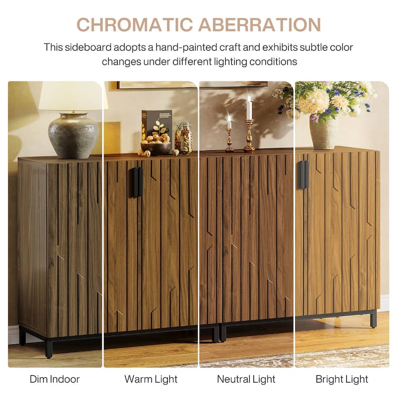 Sideboard Buffet Cabinet, Adjustable Shelves Storage Cabinet, Dining Room Coffee Bar Kitchen Accent Cabinet