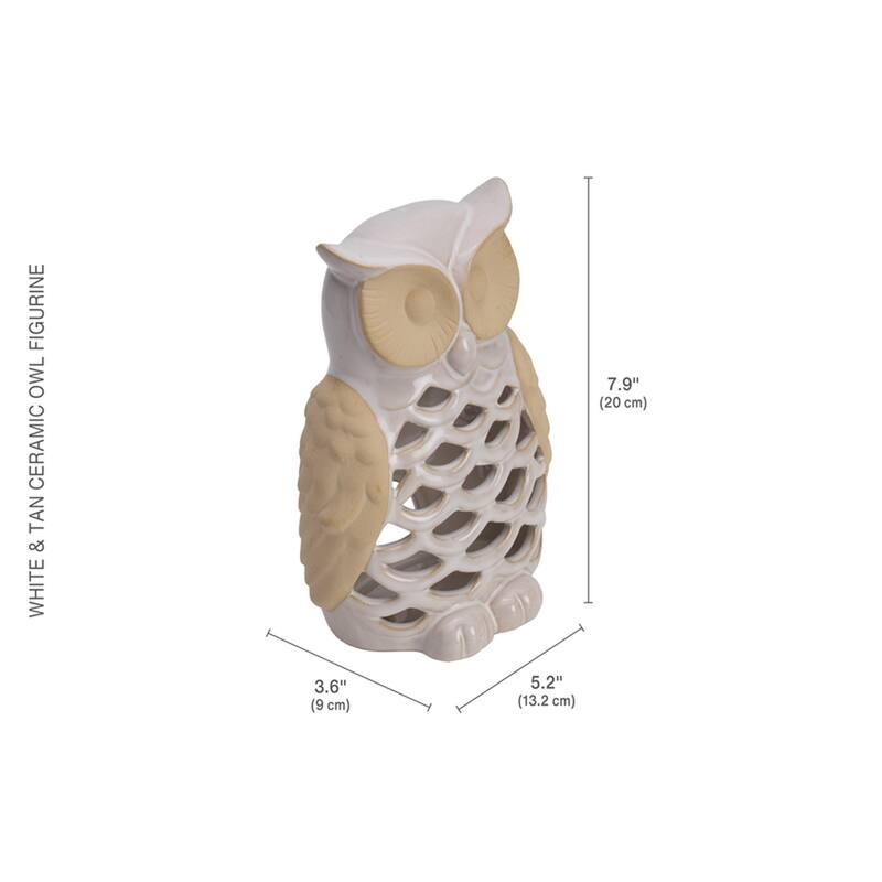 Elements White and Tan Owl Figurine, 8 Inch