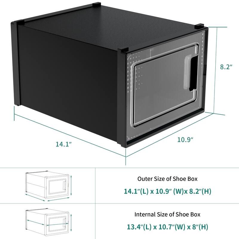 6/12/18 Pack Shoe Storage Box Plastic Stackable Shoe Organizer for Closet Foldable Sneaker Containers Bins Holders Racks