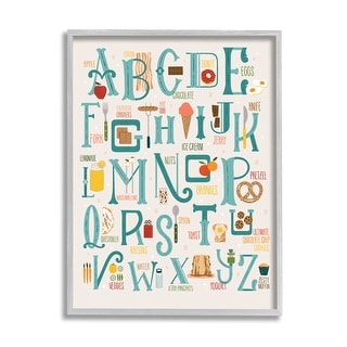 Stupell Alphabet of Foods Vintage Kitchen Letter Chart Framed Wall Art ...
