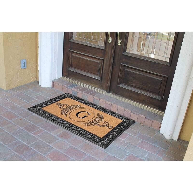 A1HC 30" x 48" Heavy-Duty Rubber & Coir Outdoor Doormat with Copper/Black Border – Large, Non-Slip Backing