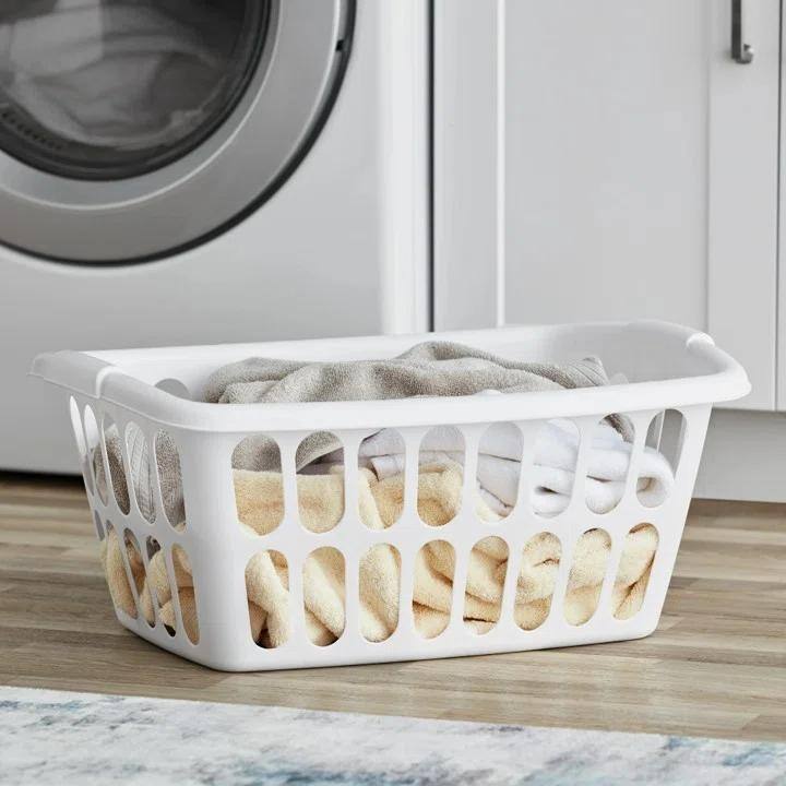 1.5 Bu / 53 L Rectangular Laundry Basket, White, Set of 6