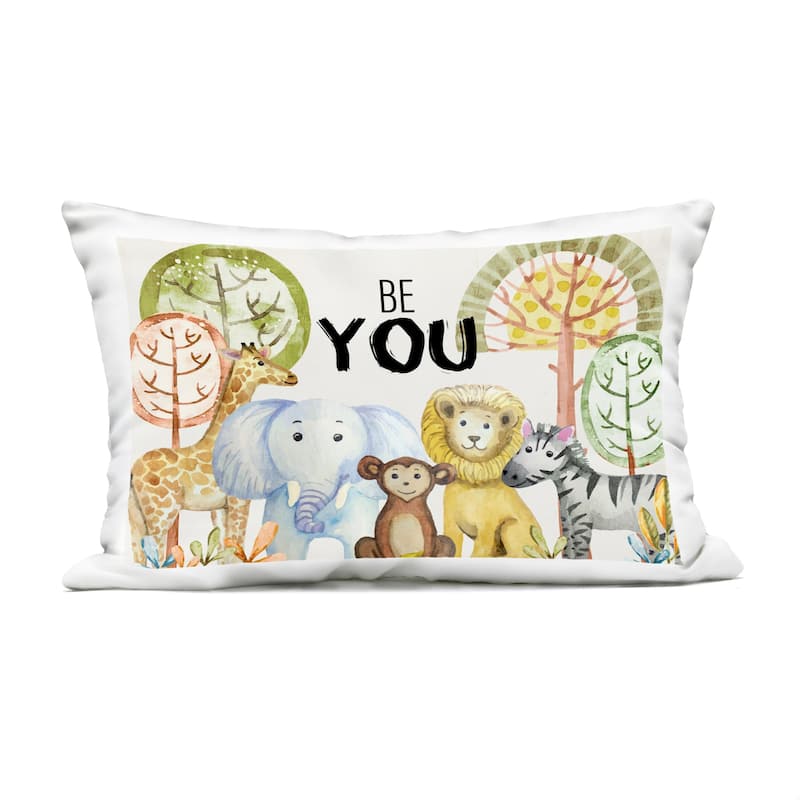 Stupell Be You Jungle Animals Printed Outdoor Throw Pillow Design by Kim Allen - Accent - Polyester - Multi-Color - Single