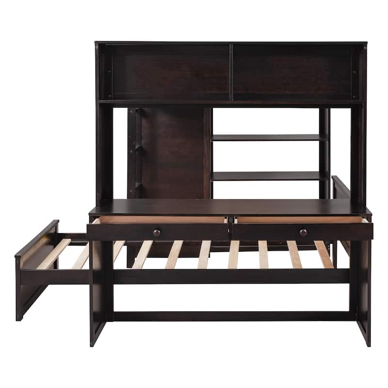 Twin over Full Pine Loft Bed with Stand-alone
