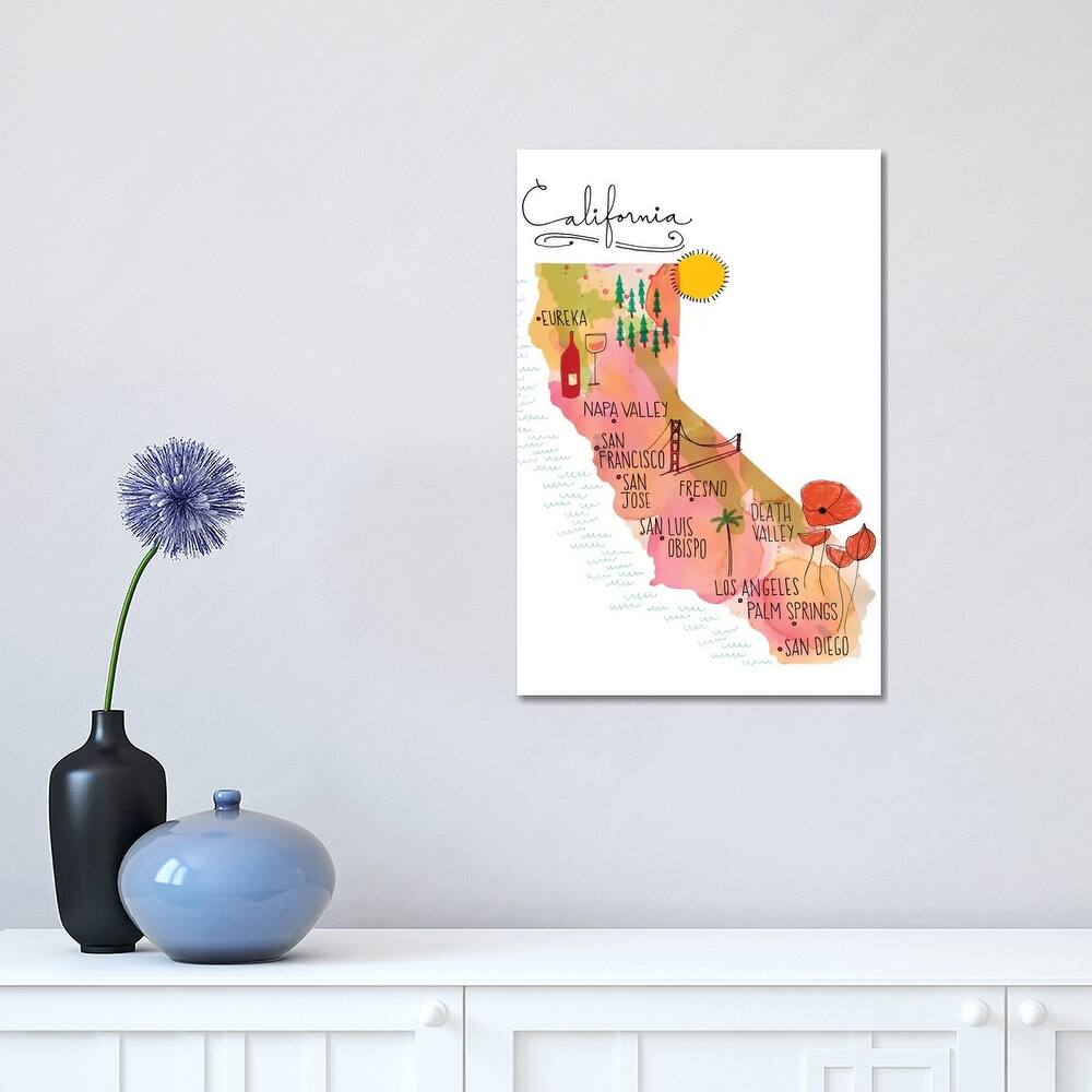 iCanvas "California Map" by Sara Franklin Canvas Print