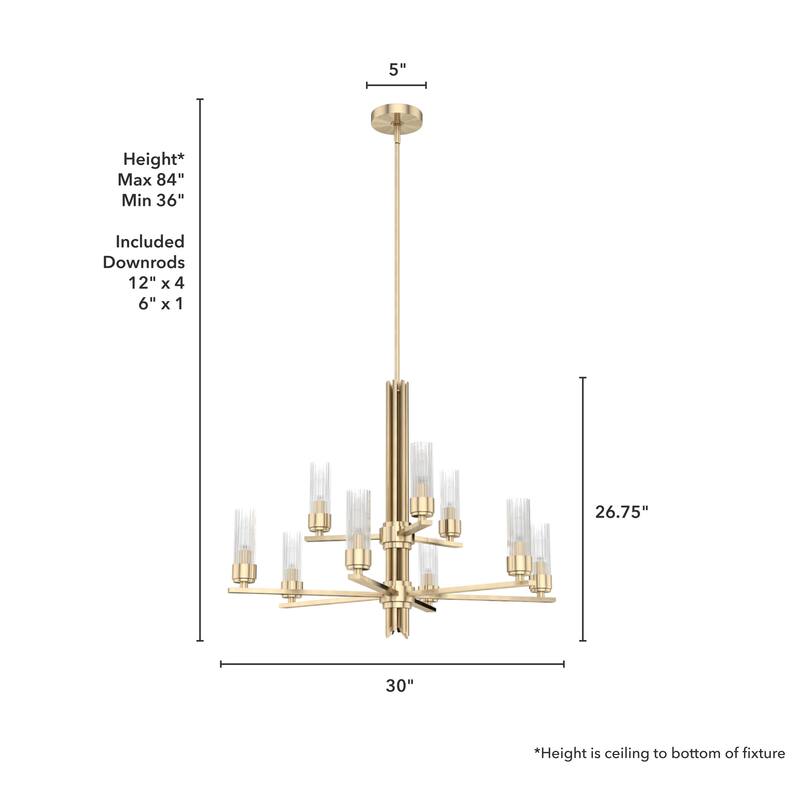 Hunter Gatz Ribbed Glass Chandelier - Dining Room, Kitchen Island, Entry - Glam, Contemporary, Transitional