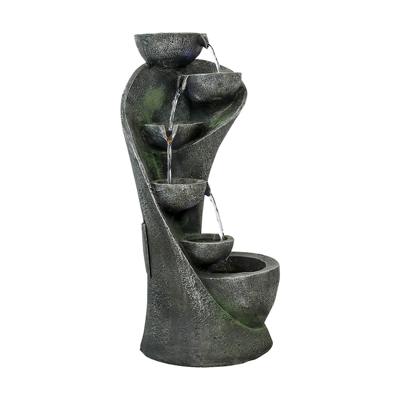 23.8''H Outdoor Water Fountain with LED Curved Indoor Fountain