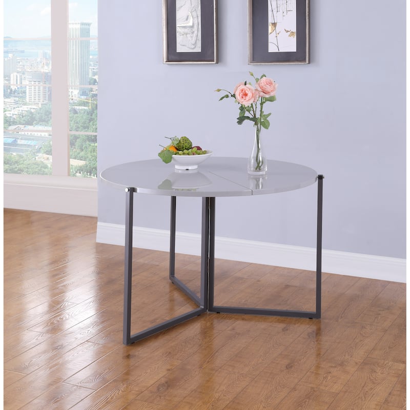 Somette Round Foldaway Dining Table - Matte Grey