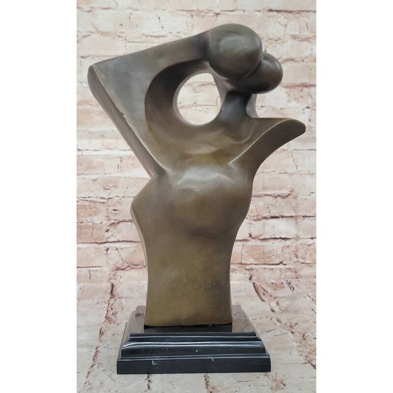 Abstract Female Form Statue – Modern Bronze Sculpture On Base