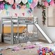 preview thumbnail 2 of 11, Twin Over Twin Bunk Bed with Slide and Ladder, Muti-Functional Bunk Bed, Gray