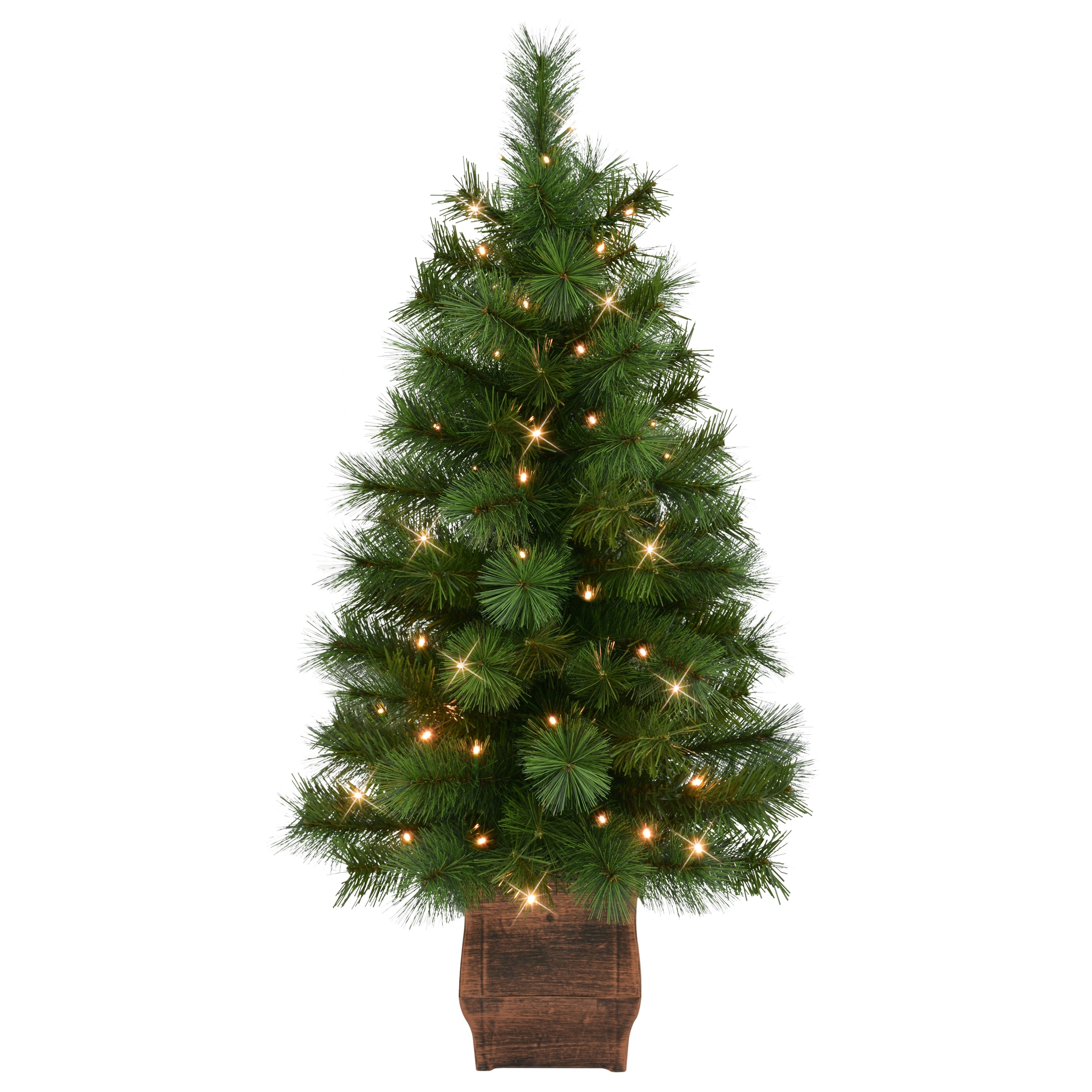 Puleo International Set of 2 Artificial Battery-Operated Pre-Lit Potted Wyoming Pine Trees