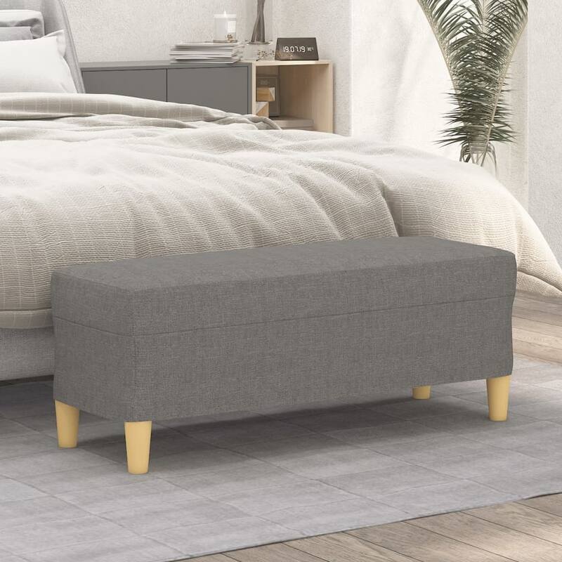 vidaXL Bench Upholstered Ottoman Bench with Padded Seat for Bedroom Fabric - 39.4" x 13.8" x 16.1" - Dark gray