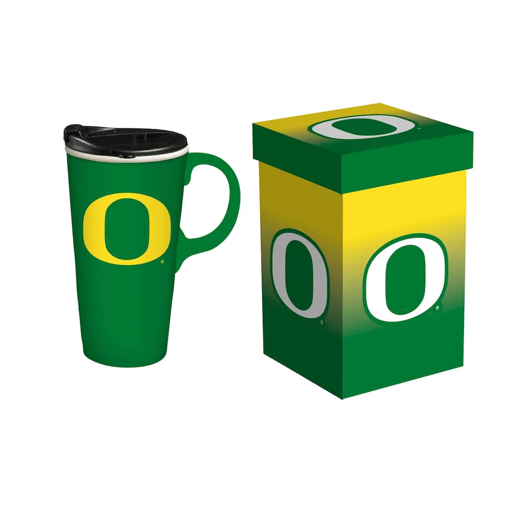 University of Oregon, 17 oz Ceramic Travel Latte Cup w/ Gift Box