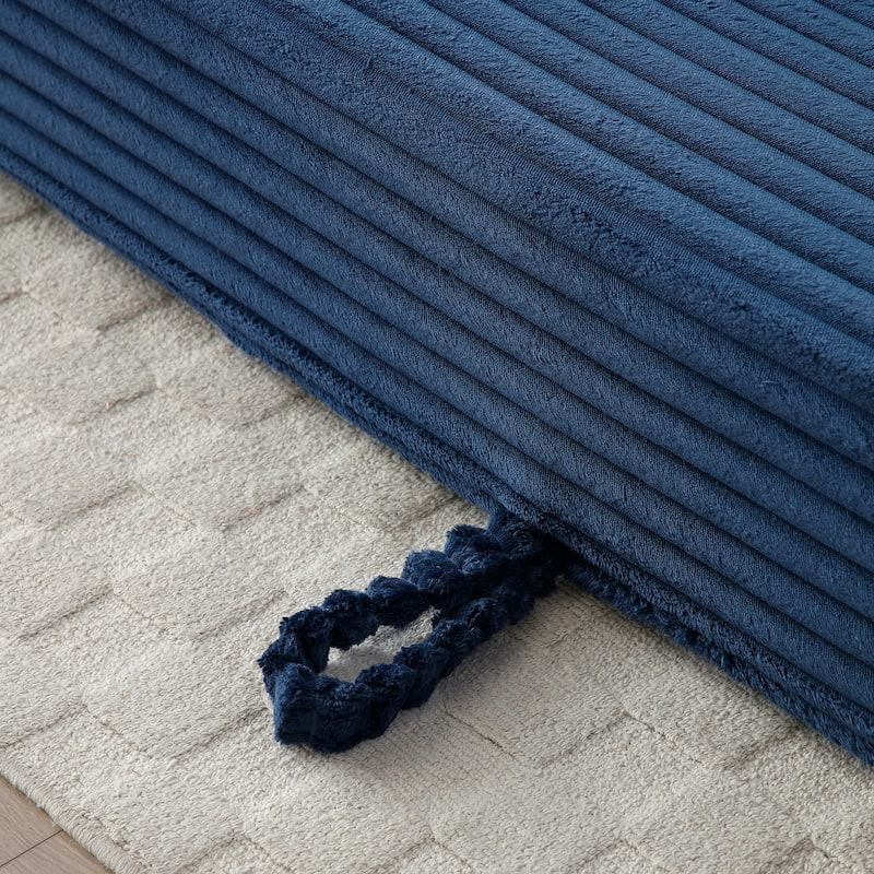 Memory Foam Cloud Loveseat, 2-in-1 Convertible Corduroy Folding Couch Bed, No-Assembly Floor Sofa with Storage Pockets