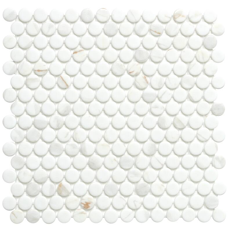 Eterna Penny 12x12 Glass Round Mosaic Tile - Floor, Wall, Backsplash