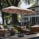 preview thumbnail 11 of 54, 13 ft Patio Umbrella with Base Double-Sided Rectangular Outdoor Deck Umbrella Khaki