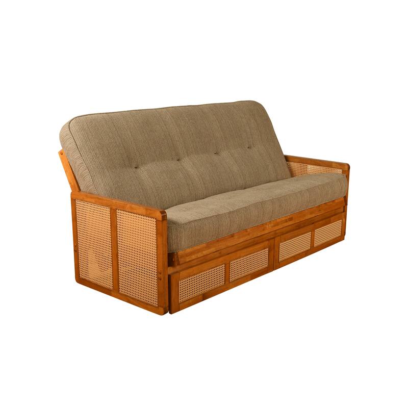 Somette Westport Full-size Futon Frame with Storage in Honey, Mattress Not Included