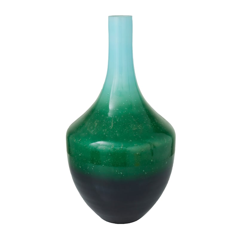 Green Glass Ombre Decorative Vase