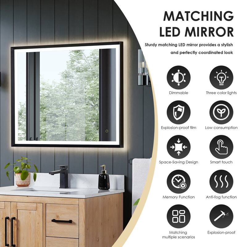 Cicero Single Bathroom Vanity in Light Brown with Grain White Engineered Stone Countertop without Mirror
