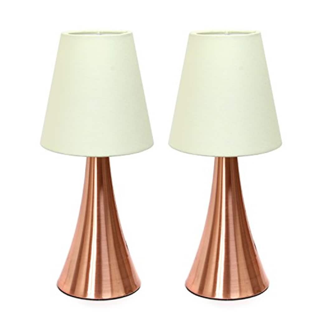12 in. Rose Gold Finish Table Lamp with White Shade, Sturdy Table Lamp for Living Rooms and Bedrooms, Set of 2