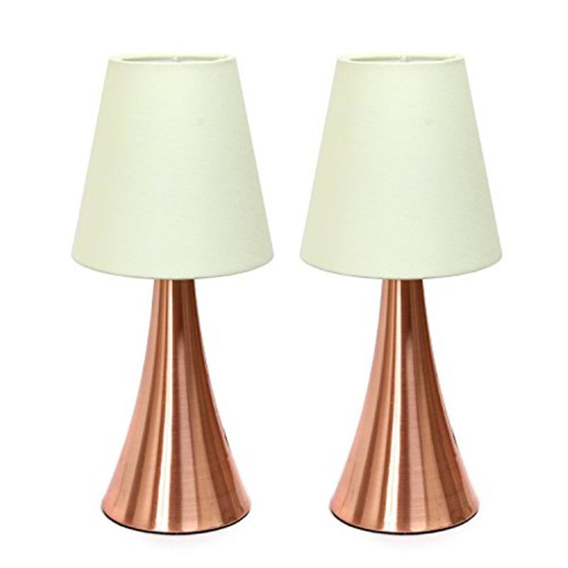 12 in. Rose Gold Finish Table Lamp with White Shade, Sturdy Table Lamp for Living Rooms and Bedrooms, Set of 2