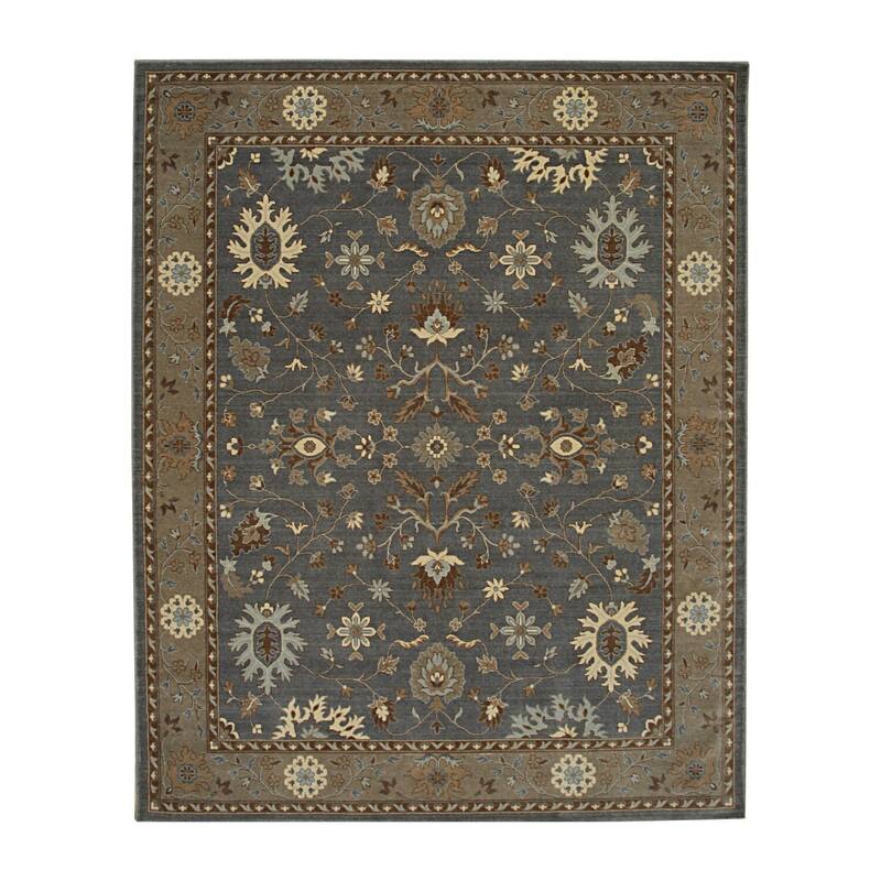 Dark Gray Hand Crafted Wool Rug, 7'10 x 9'10, Soft Luxurious Accent - L