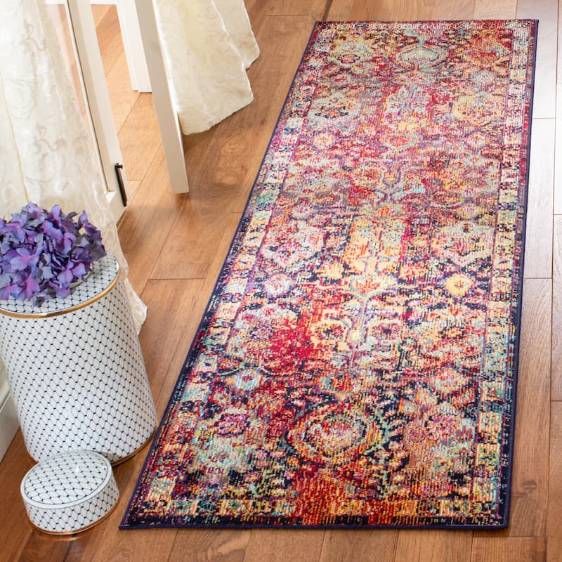 SAFAVIEH Crystal Liese Vintage Oriental Area Rug - 2'2" x 7' Runner - Navy/Orange