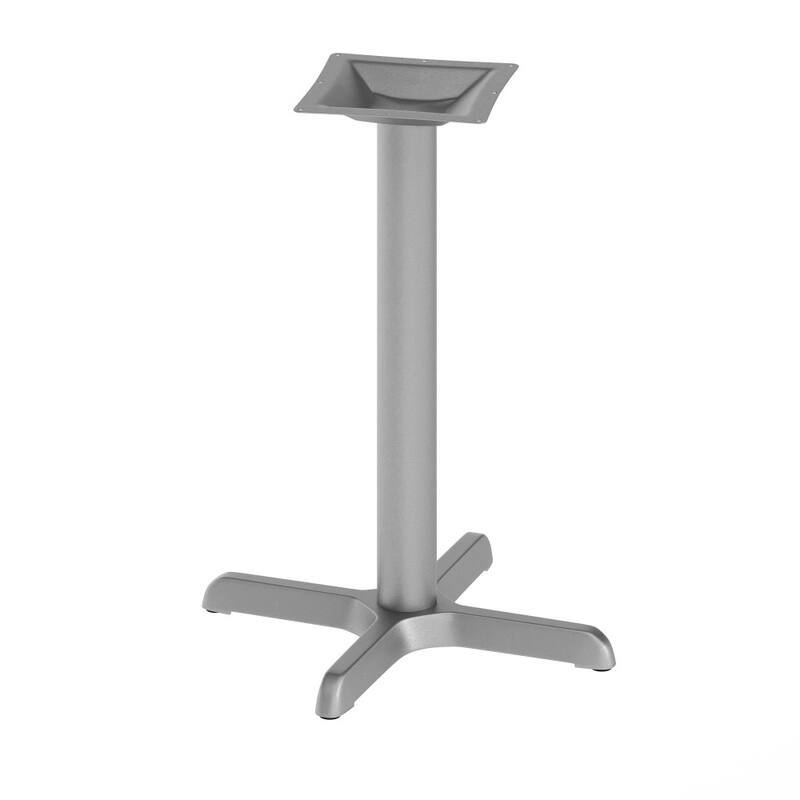 22" x 22" Restaurant Table X-Base with 3" Dia. Table Height Column - 22"D x 22"W x 28"H - Silver