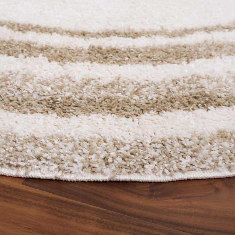 SAFAVIEH Border & Stripe Shag Rigoberta Modern 1.4-inch Thick - 2'2" x 8' Runner