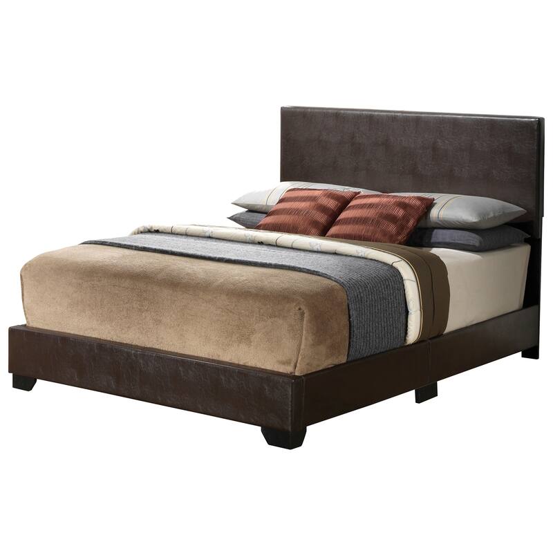 Faux Leather Upholstered Panel Full Bed - 81" - Brown
