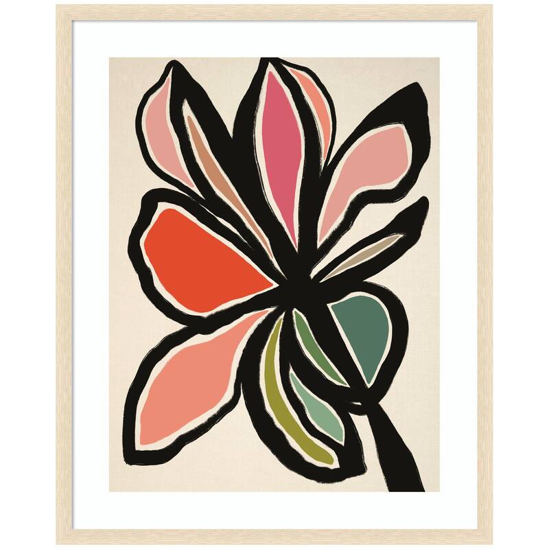 Kate and Laurel Framed Art Midnight Floral 1 by Alicia Bock - 34x42 - Natural