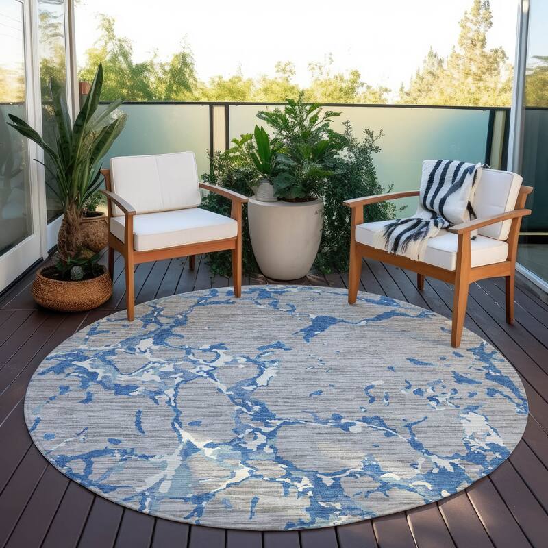Machine Washable Indoor/ Outdoor Abstract Camo Chantille Rug