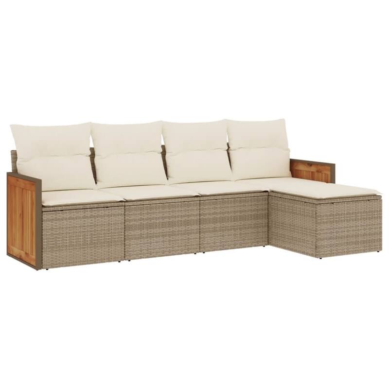 vidaXL Patio Sofa Set with Cushions Outdoor Conversation Furniture Poly Rattan