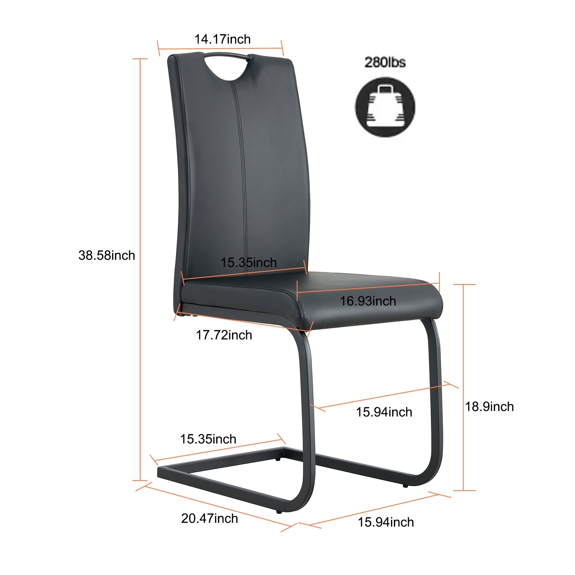 Dining chair hotsell size in inches