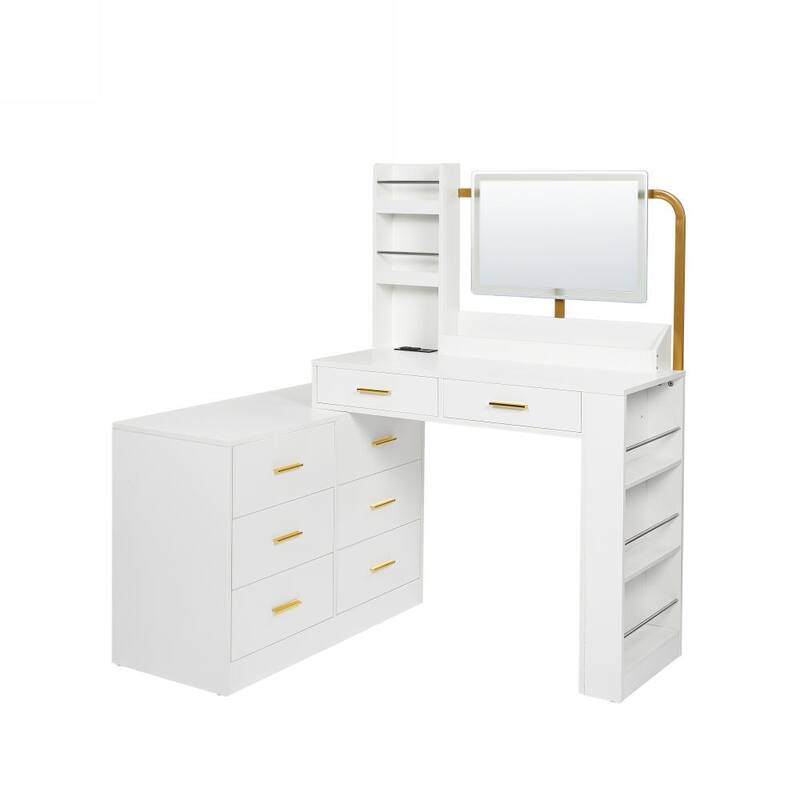 Modern White 8-Drawer Dresser Bedroom Wide Chest Of Drawers - 35.43" x 15.75" x 51.97"