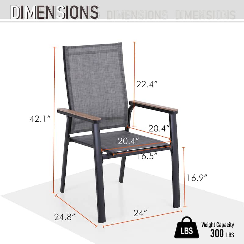 MAISON ARTS 3-Piece Bistro Set, 2 x Aluminium Stackable Dining Chairs and 1 x Side Table with Umbrella Hole