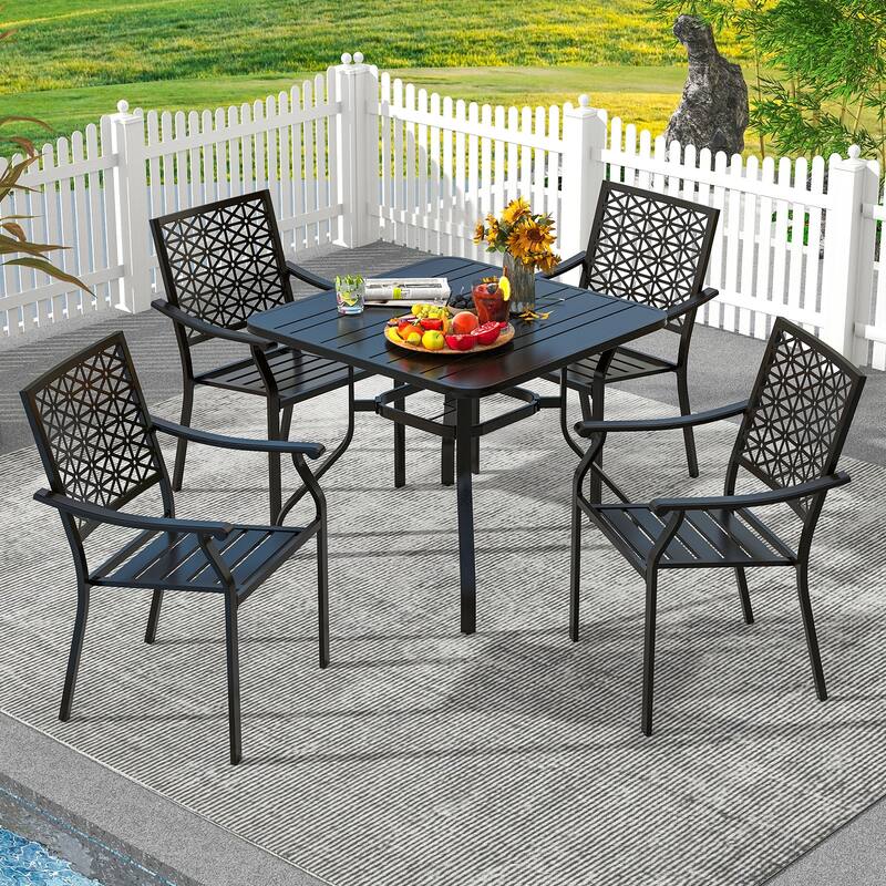 Gymax Outdoor Dining Table for 4 37 Inches Square Patio Bistro Dining