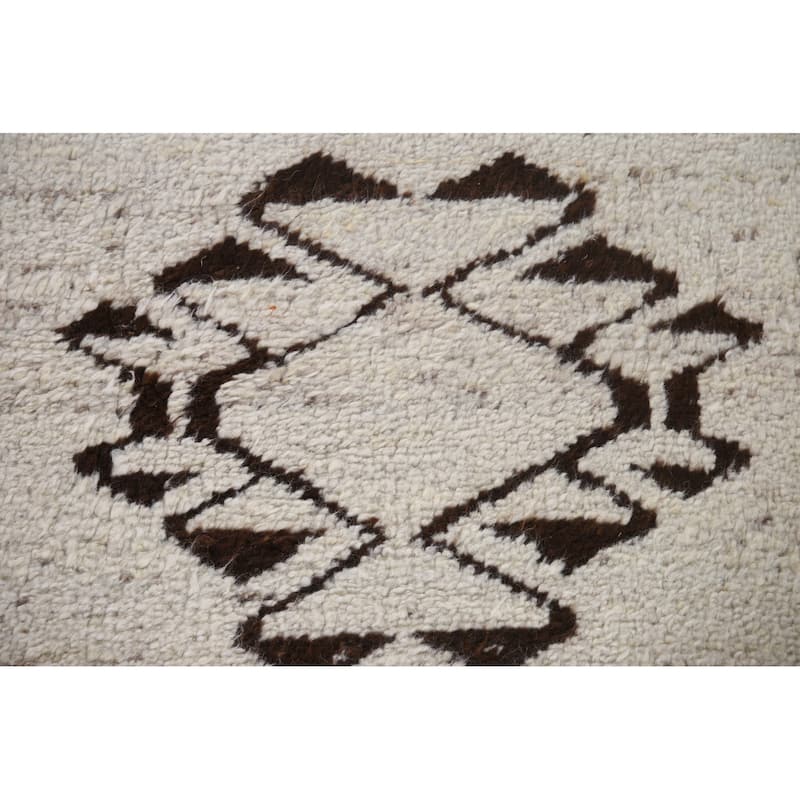 Plush Turkish Anatolian Runner Rug Hand-knotted Geometric Wool Carpet - 3'4"x 11'4"