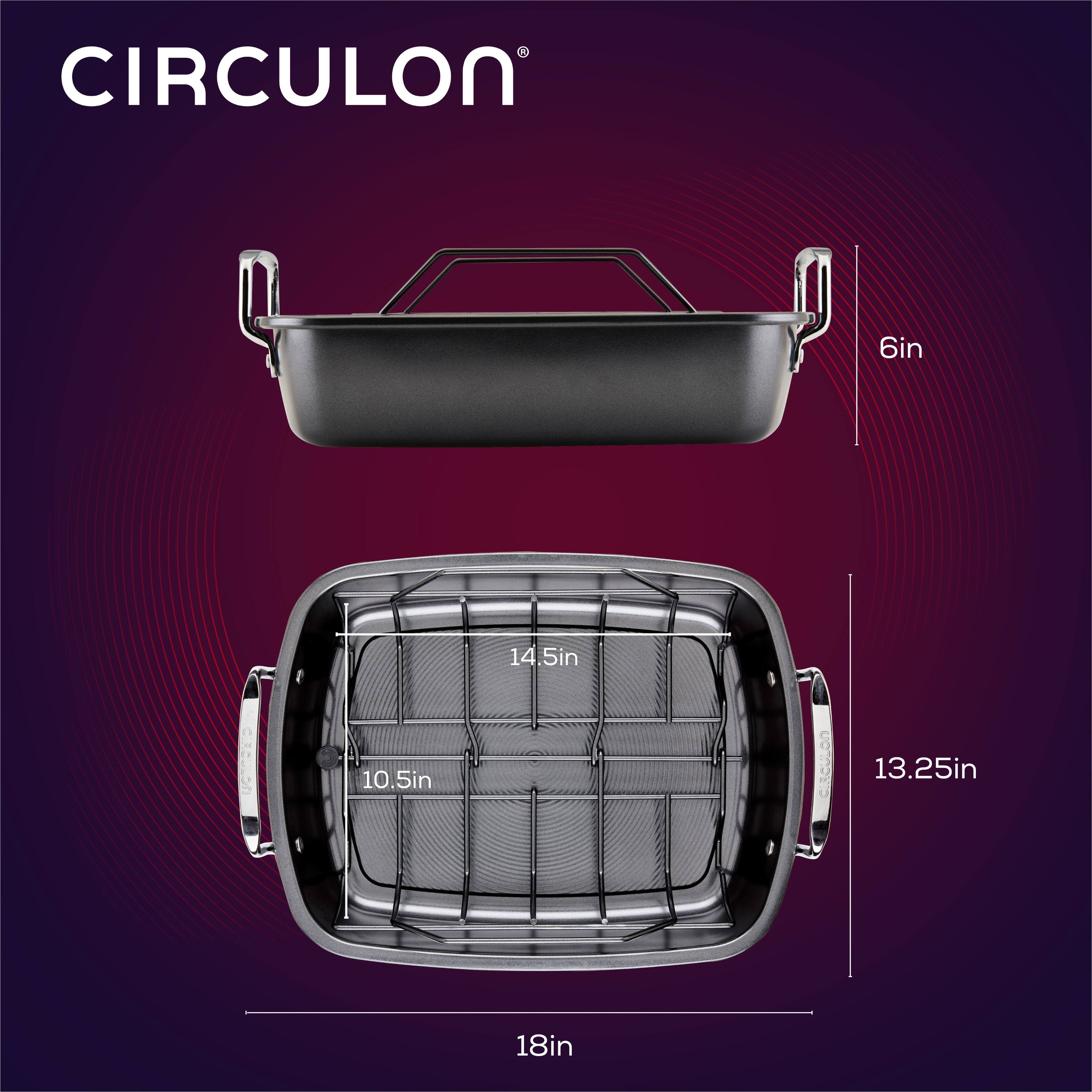 Circulon UltraLasting Nonstick Roasting Pan with Easy Serve Rack, 17