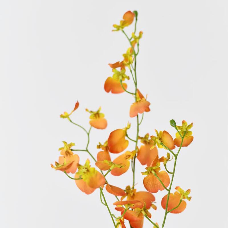 Orange-yellow Silk Decorative Artificial Dancing Lady Orchid(Pack of 1 Branch)