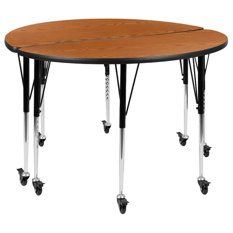 2 Piece Mobile 47.5" Circle Flexible Grey Adjustable Activity Table Set