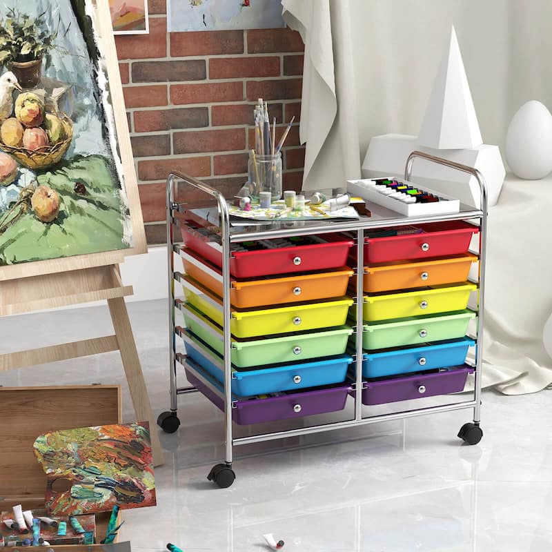 Costway 12 Drawers Rolling Cart Storage Scrapbook Paper Studio - See Details